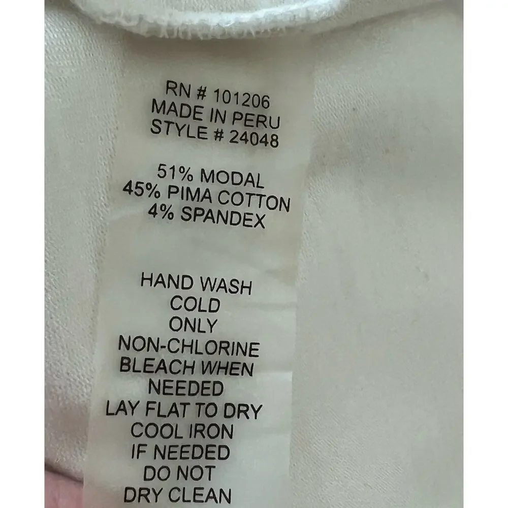Soft Surroundings White V Neck Faux Wrap Top Sleeveless Sz M Career Casual